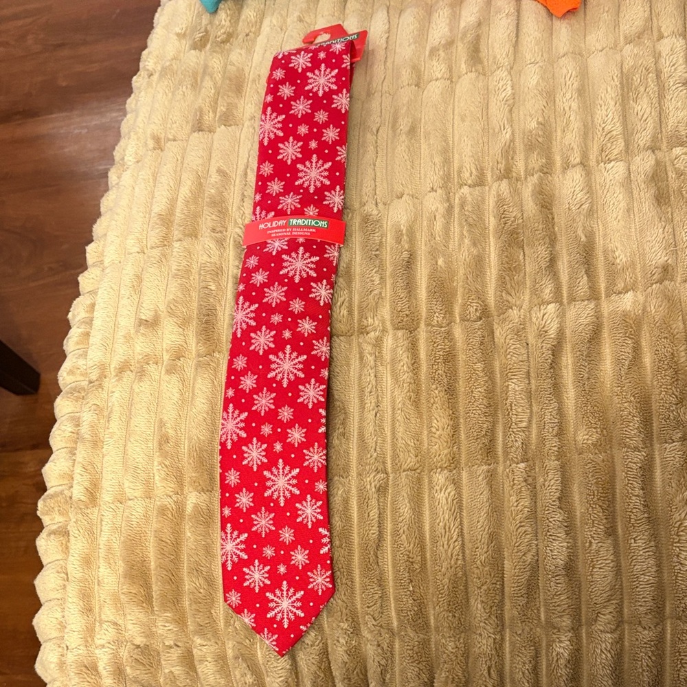 Hallmark Holiday Traditions Red Tie with White Snowflakes